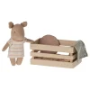 Baby Pig in a Wooden Box - Peach Stripes