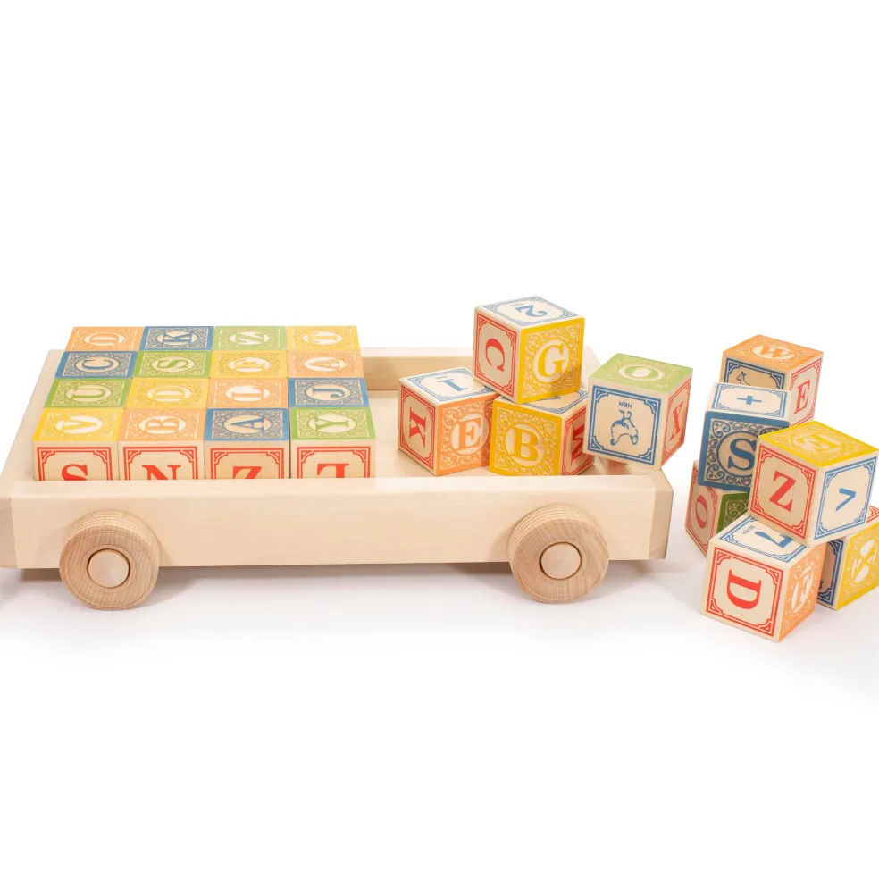 Classic Wooden Alphabet Blocks with Wagon