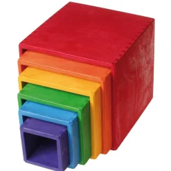 Large Rainbow Wooden Nesting Cubes