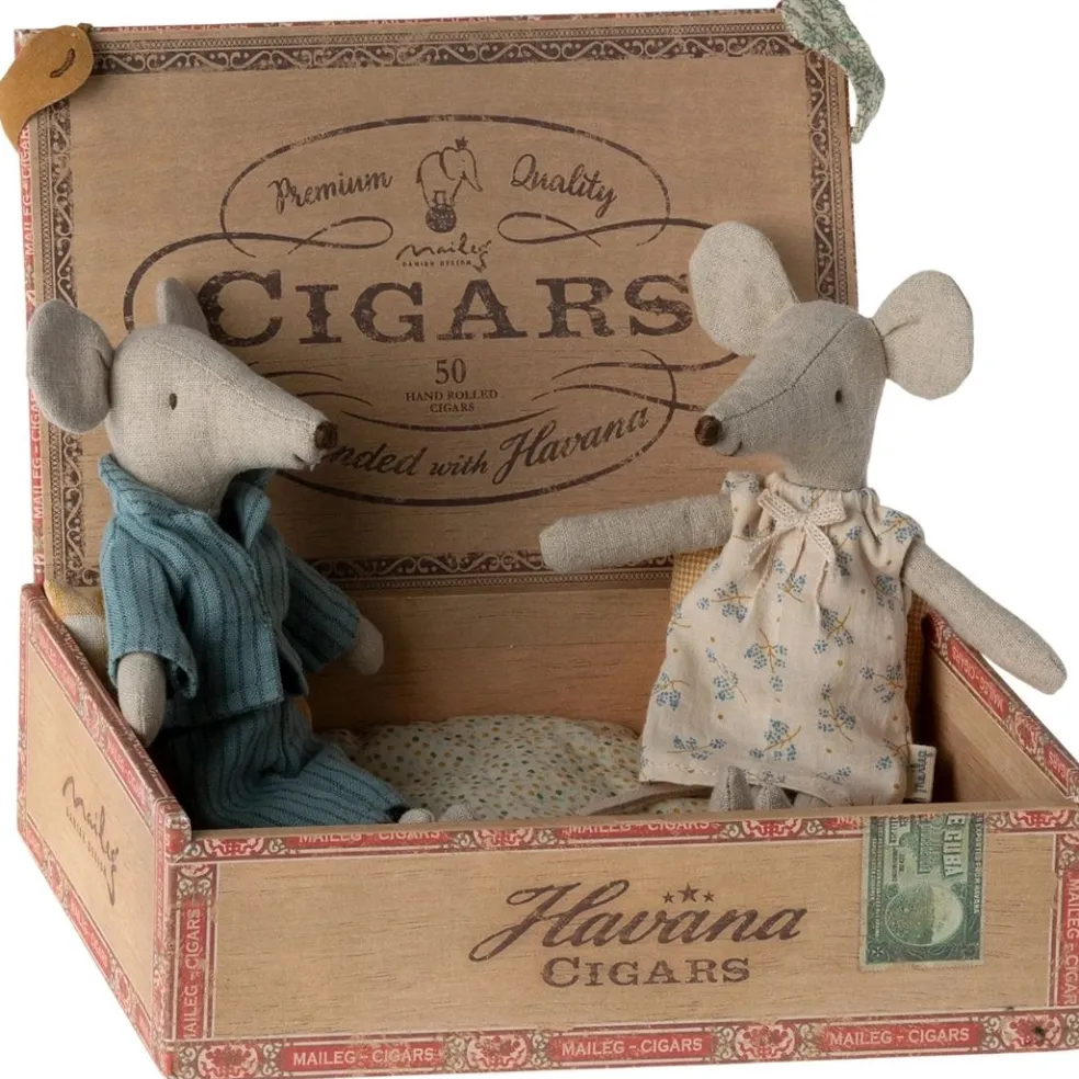 Mom and Dad Mice in a Cigarbox
