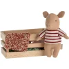 Piglet in a Wooden Box- Red