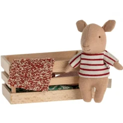 Piglet in a Wooden Box- Red