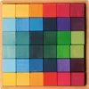 Rainbow Wooden Cubes - 36 Blocks with Tray