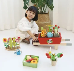 Wooden Garden Wheelbarrow Set
