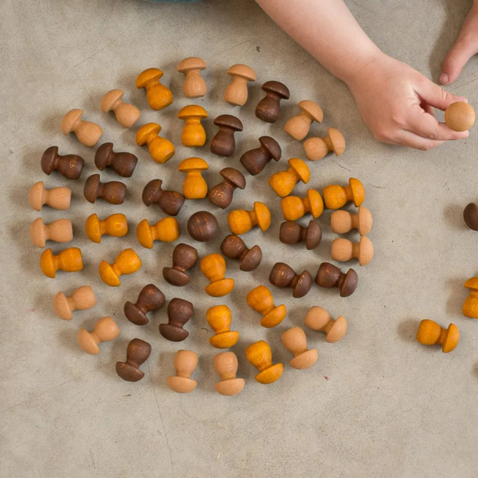 Wooden Mandala Set, Little Mushrooms
