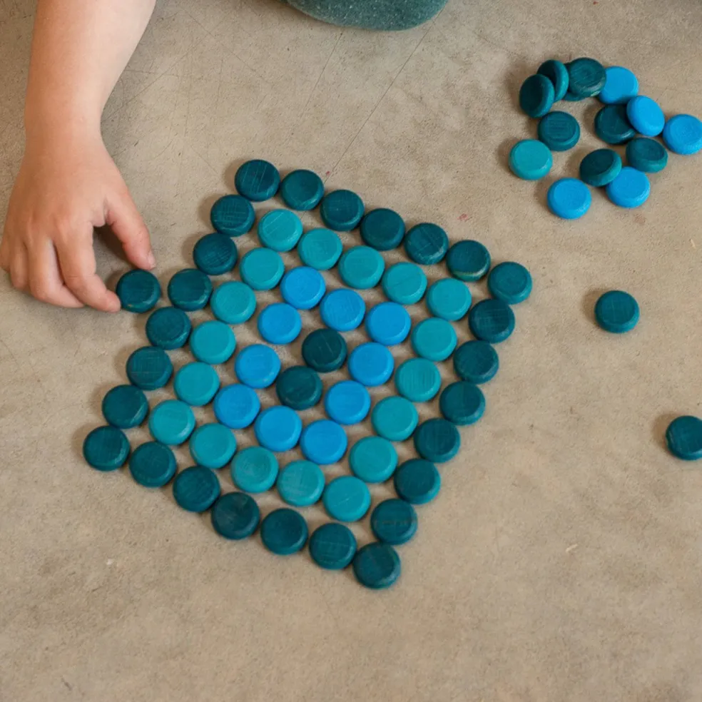 Wooden Mandala Set, Little Blue Coins
