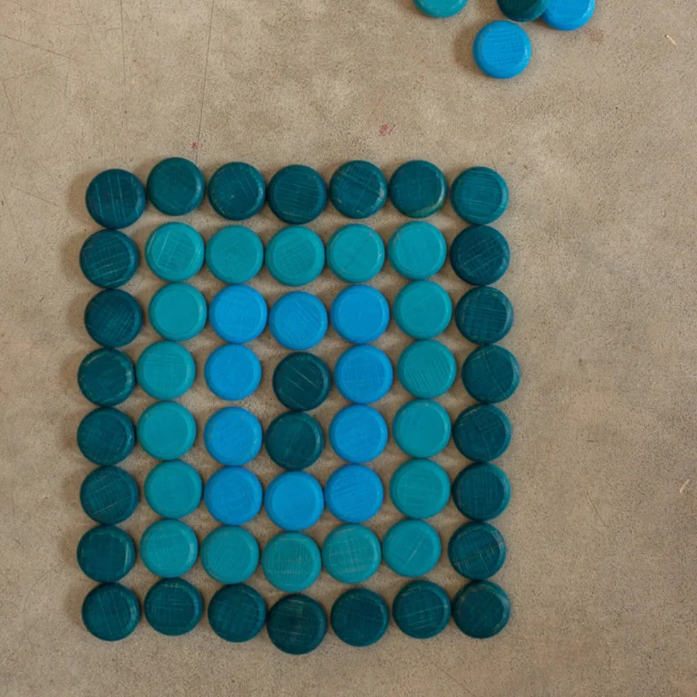 Wooden Mandala Set, Little Blue Coins