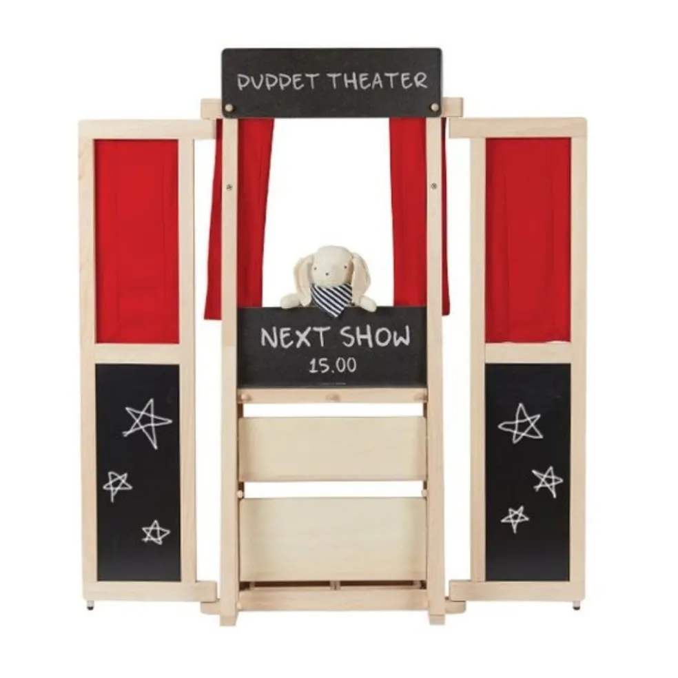 Wooden Puppet Theater & Play Market Stand