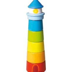 Wooden Rainbow Lighthouse Stacking Toy